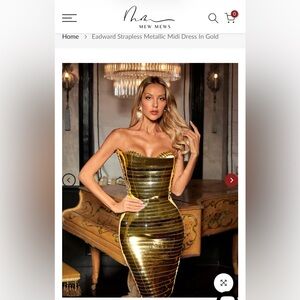 Gold Strapless Metallic Dress